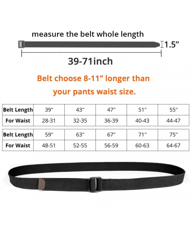 Plus Size 39-75'' Long Double Ring Big Mens Canvas Fabric Cloth Belts ...