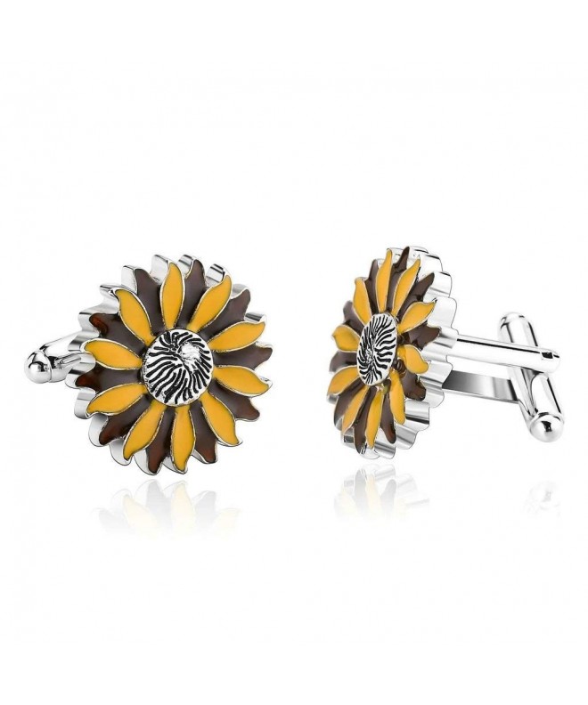 KnBoB Jewellery Stainless Cufflinks Sunflower