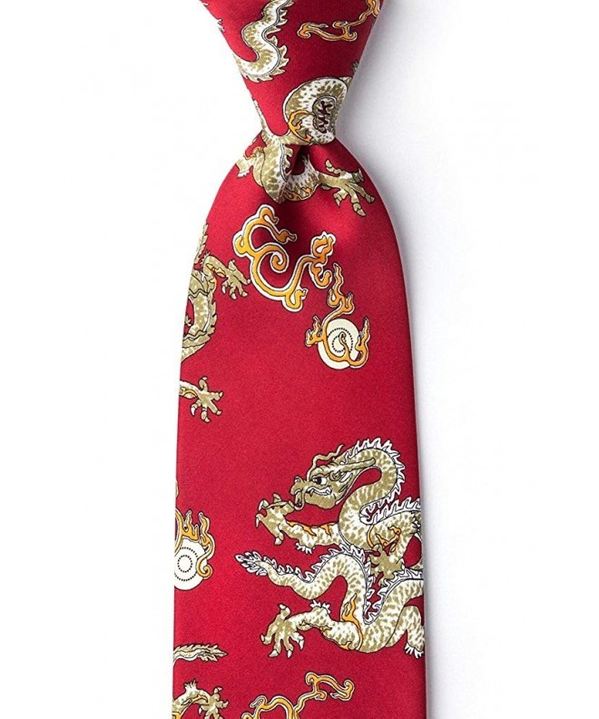 Red Silk Chinese Dragon Necktie