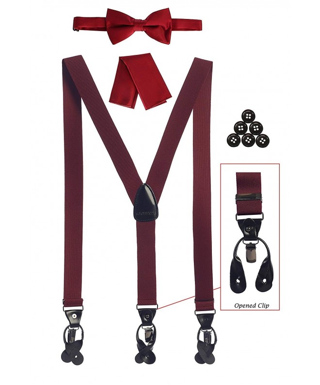 Gioberti Convertible Suspenders Hanky Burgundy