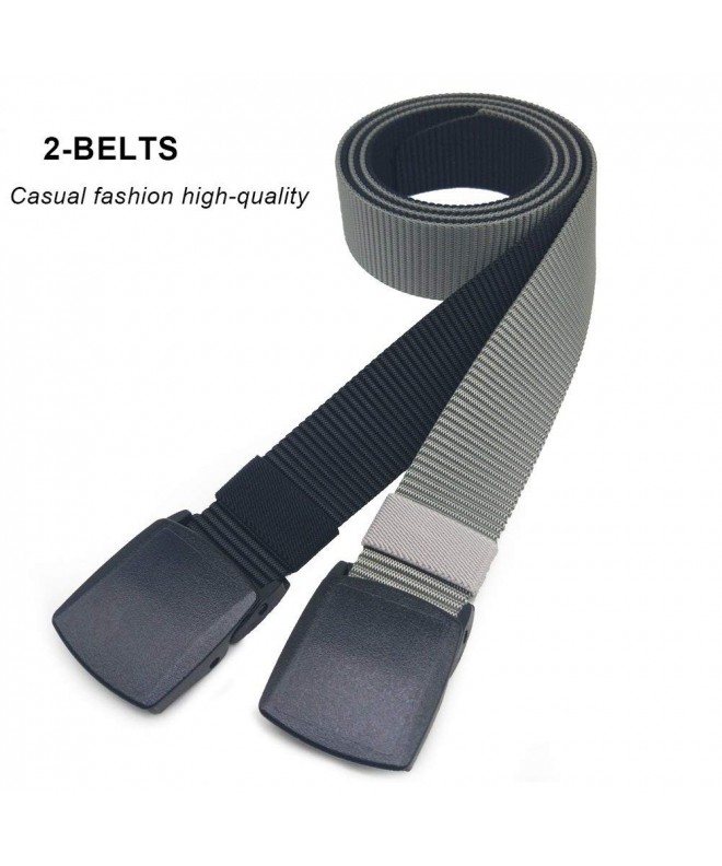 2 Pack Military Tactical Belt- No Metal Webbing Nylon Web Belt 1.25