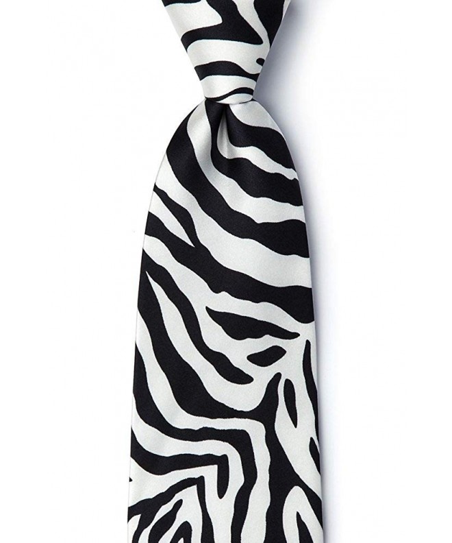Zebra Print Black Silk Tie