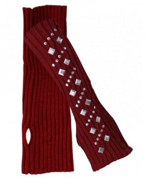 Red Studded Knit Arm Warmers