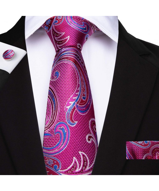 DiBanGu Paisley Necktie Handkerchief fuchsia1