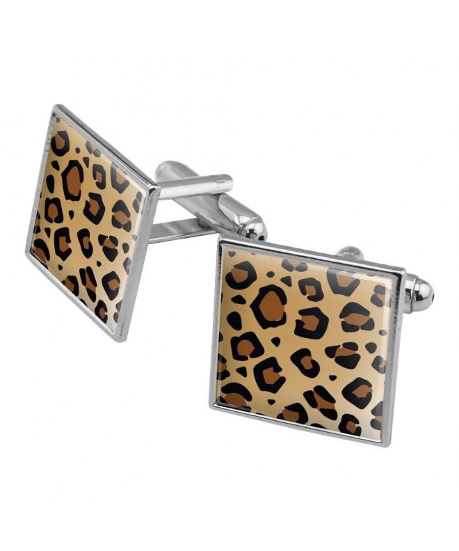 Leopard Animal Square Cufflink Silver