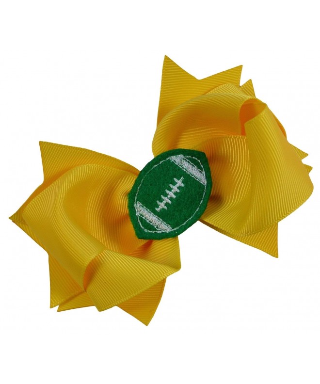 Girls Football Embroidered Yellow Green