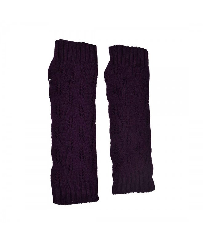 Crochet Warmers Fingerless Gloves Thumbhole Purple