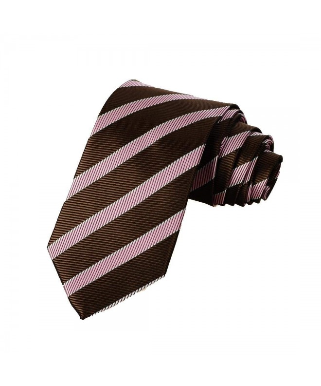 Striped Brown Jacquard Woven Necktie