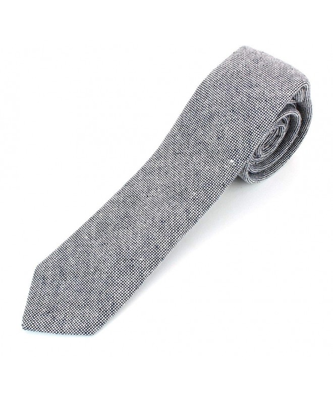 Cotton Skinny Necktie Chambray Texture