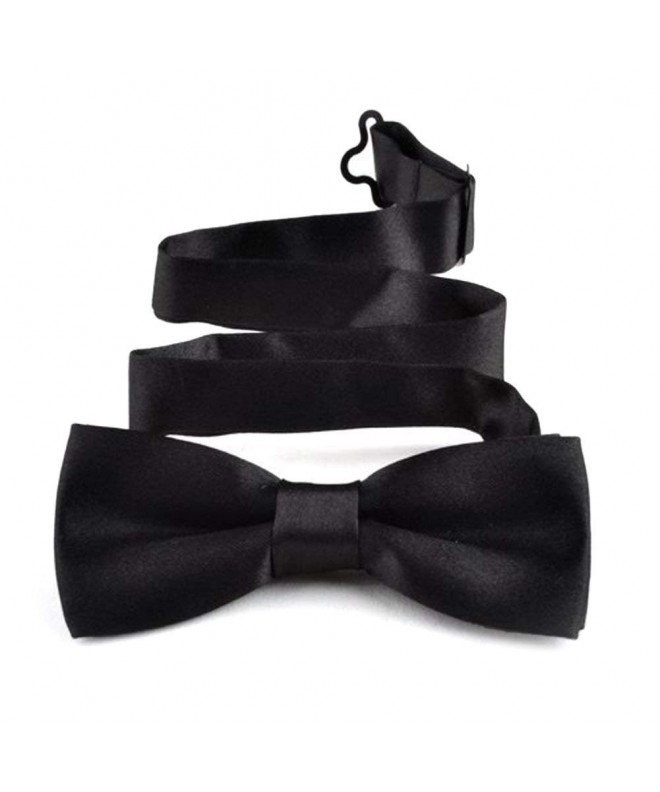 Kid's Solid Black Bow Ties Pre-Tied Bowties- Wholesale 10 Pc - C91162DNH7T