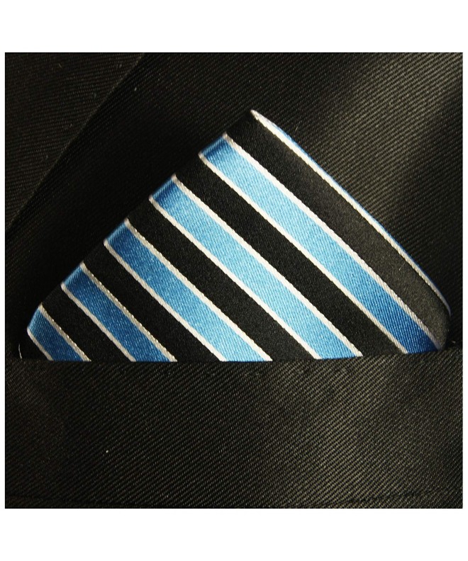 Necktie- Pocket Square and Cufflinks 100% Silk Turquoise Black Stripes ...