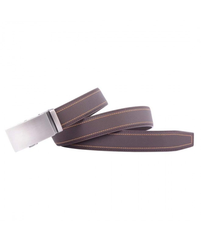 Men's Holeless Leather Ratchet Derss Belt with Automatic Sliding Buckle ...