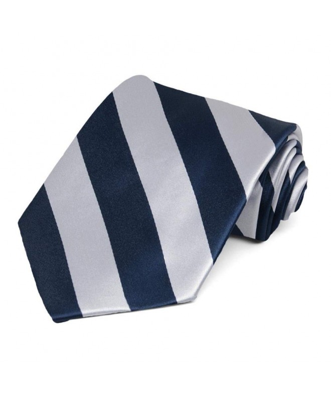 Navy Blue Silver Striped Tie