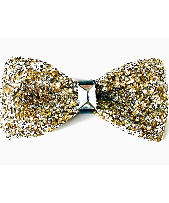 Premium Pre-Tied Rhinestone Gold Bow Tie for Men- Women- Boys- Girls ...