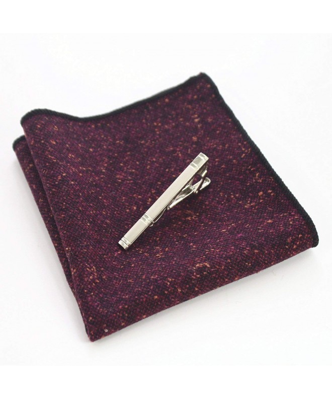 Solid Color Cashmere Wool Necktie and Pocket Square Tie Clip Sets for ...