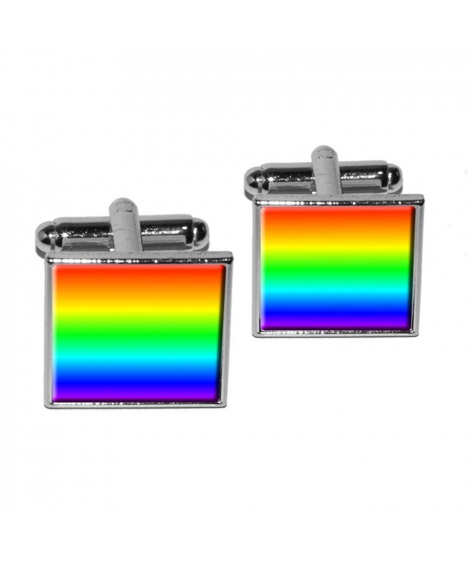 Rainbow Lesbian Square Cufflink Silver