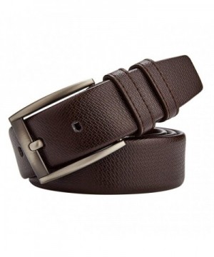 Men's Leather Dress Belt 35mm Wide (Brown-Black) - Brown-3z - CF182G7KGON