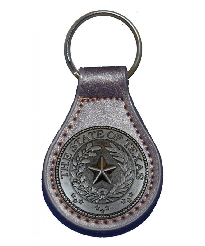 Texas State leather keychain Brown