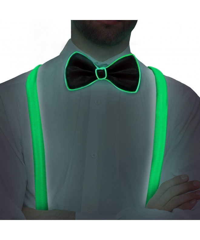 LED Bow Tie Suspenders Green