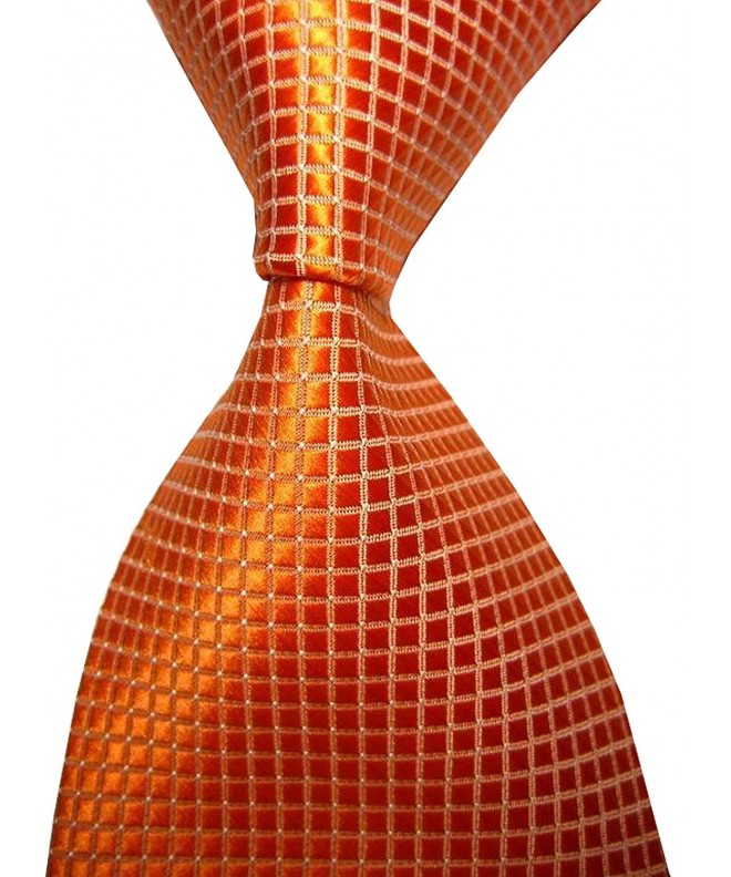 Paisley Jacquard Necktie Checkered Orange