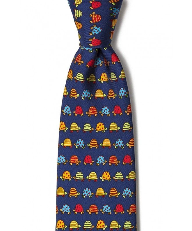 Navy Blue Silk Turtles Necktie