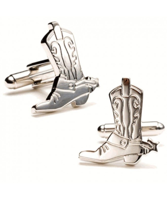 Western Silver Plated Boots Cufflinks