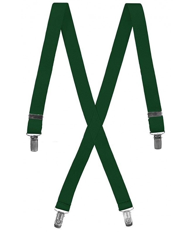 Adjustable X Back Elastic Suspenders Emerald