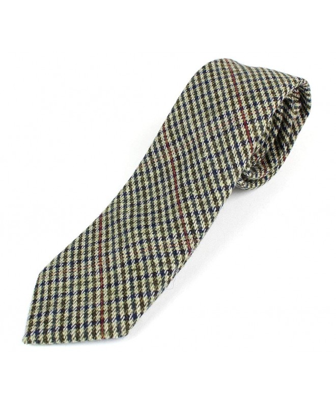 Men's Wool Knit Skinny Vintage Plaid Weave Necktie Tie Textured Style ...