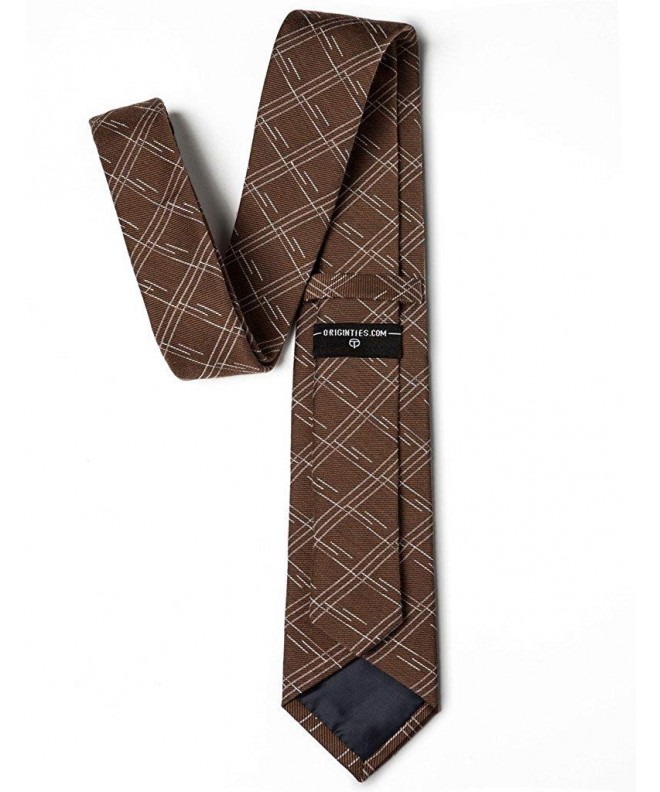 Men's Fashion plaid 100% Silk Tie - Brown - CK12N5NY408