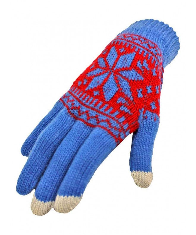 Blue Snowflake Design Texting Gloves