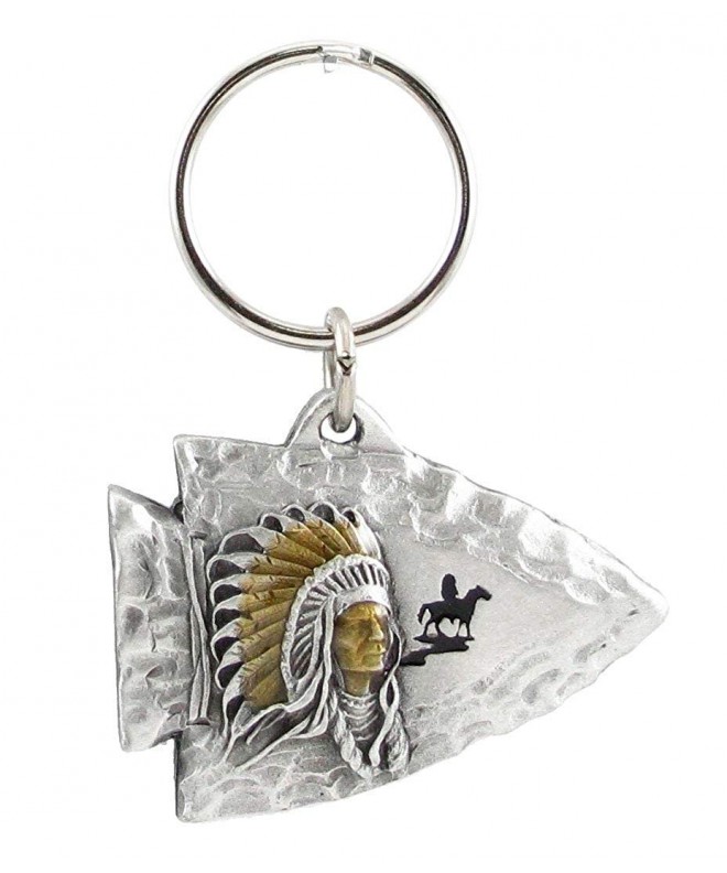 Pewter Key Ring Indian Arrowhead