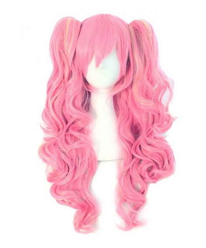 Multi color Ponytails Cosplay Costume pink yellow