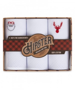 Hipster Christmas Handkerchiefs Reindeer Embroidered