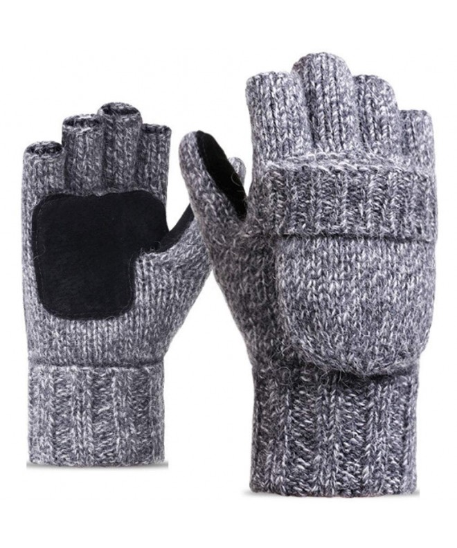 Winter Warm Unisex Fingerless Mitten Thermal Insulation Fleece Gloves with Flap 