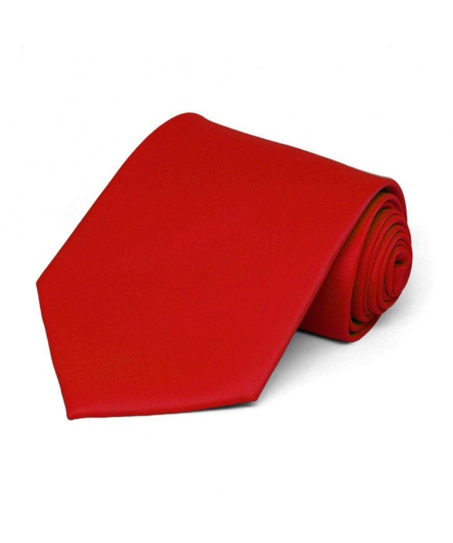 TieMart Mens Solid Red Necktie