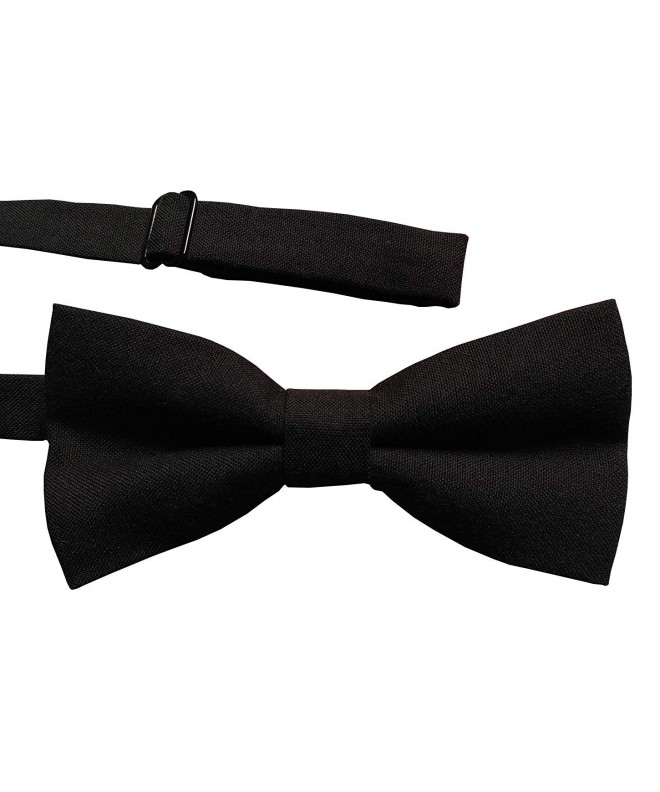 Mens Cotton Tuxedo Bow Tie and Pocket Square Set - Black - CX188ZHE2N9