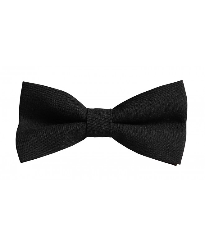 Mens Cotton Tuxedo Bow Tie and Pocket Square Set - Black - CX188ZHE2N9