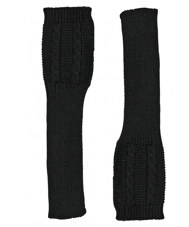 Black Long Cable Fingerless Gloves