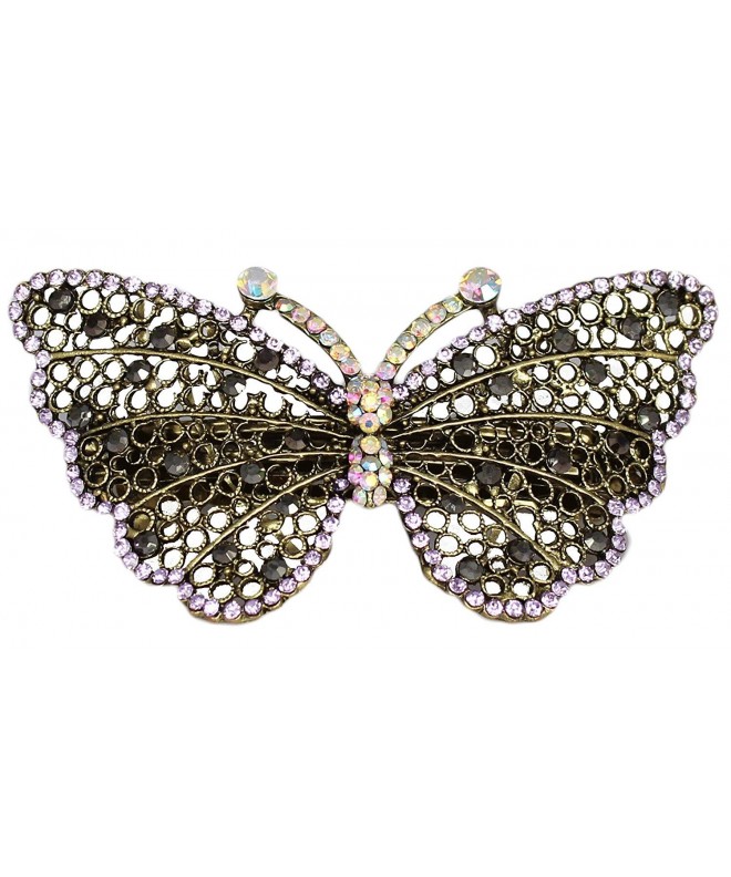 Large Barrette Butterfly Crystals Lavender