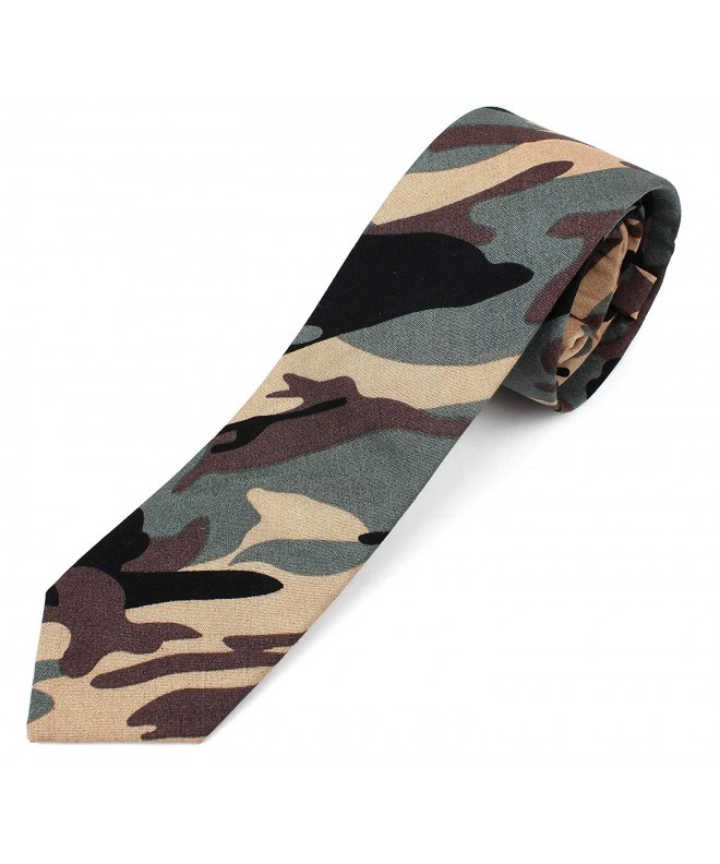 Cotton Skinny Necktie Camouflage Pattern