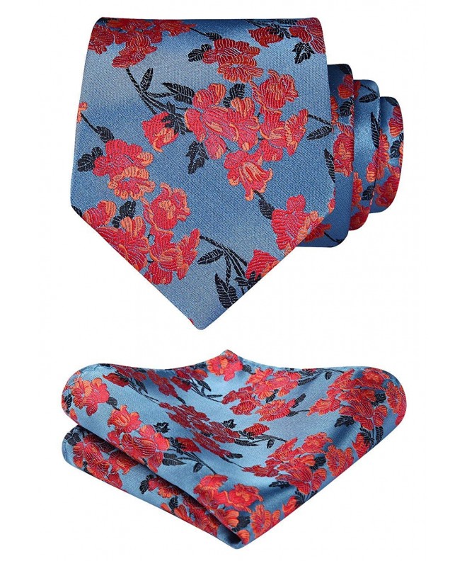 HISDERN Floral Wedding Handkerchief Necktie