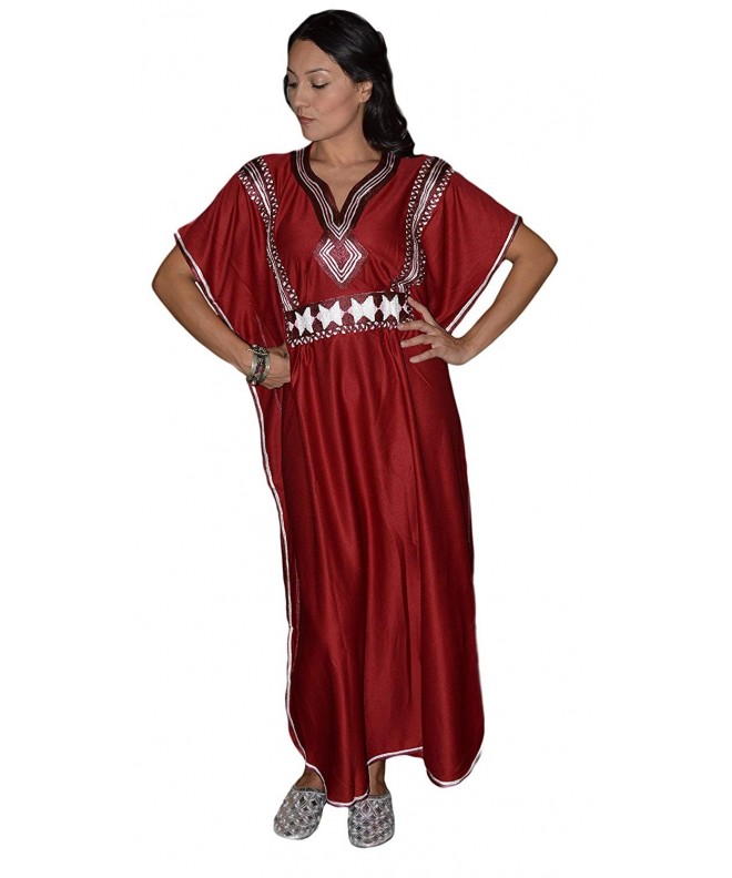 Moroccan Caftans Handmade Embroidery Burgundy