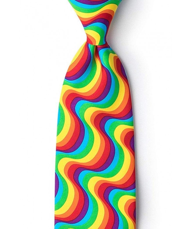 Red Microfiber Rainbow Swirl Necktie