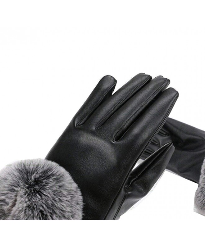 Gloves Touchscreen Leather Rabbit Mittens