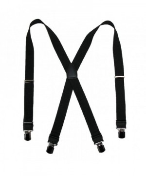 CTM Elastic Suspenders Leather Black