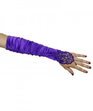 Fingerless Gathered Beaded Gloves Purple