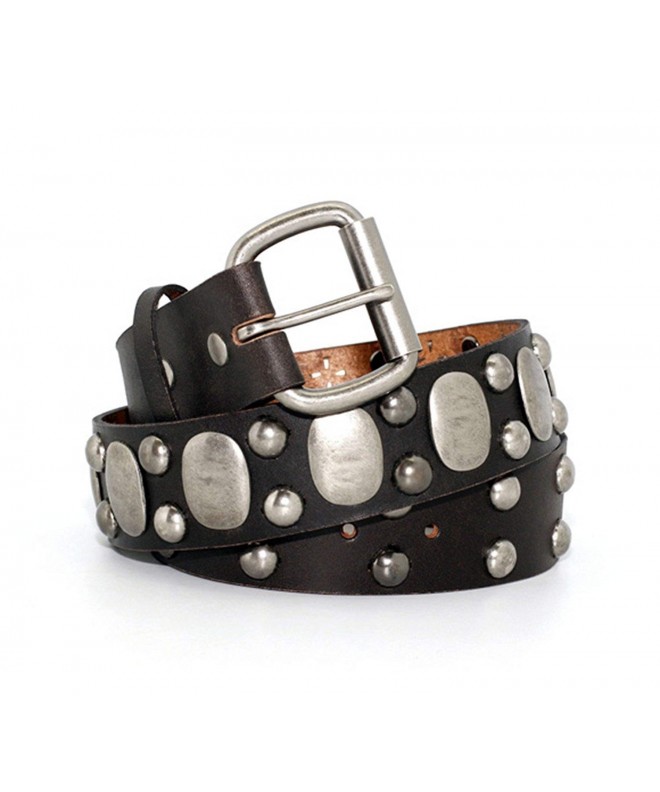 90060 BRN Unisex Antique Silver Studded Leather
