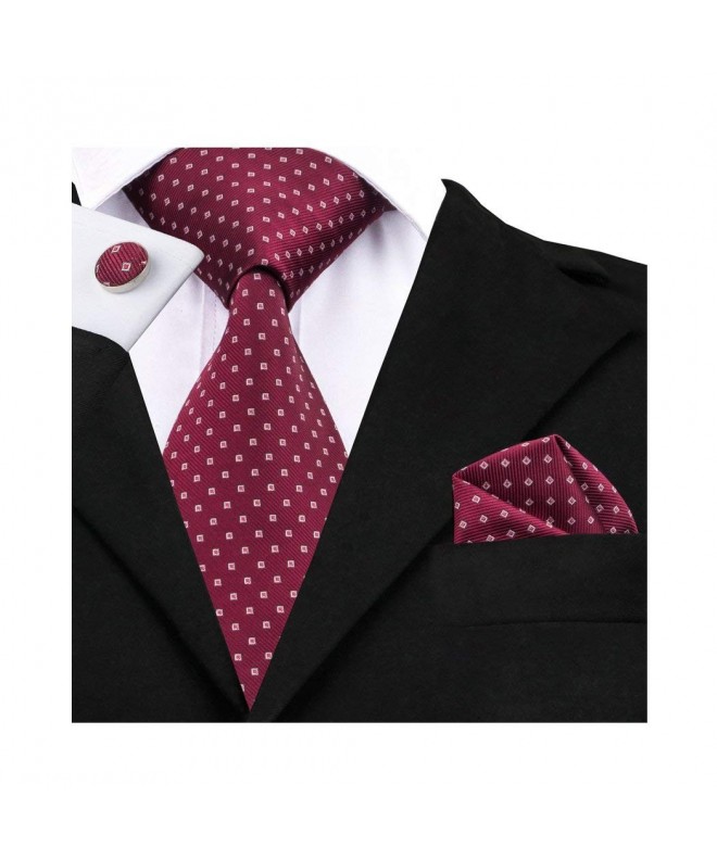 Barry Wang Necktie Handkerchief Burgundy Business