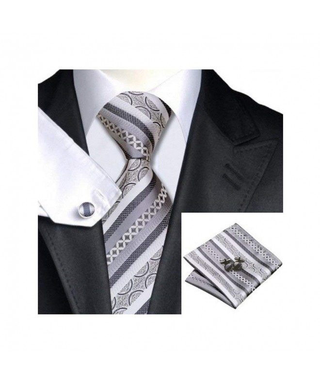 Silver Stripe Classic Necktie Cufflinks