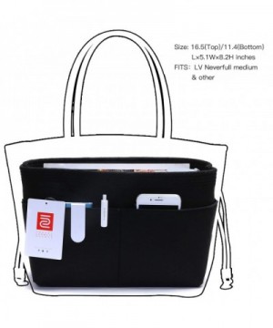 Felt Purse Organizer-Handbag Organizer Insert for neverfull Tote bag Medium  - Black - C218G3WYIAG